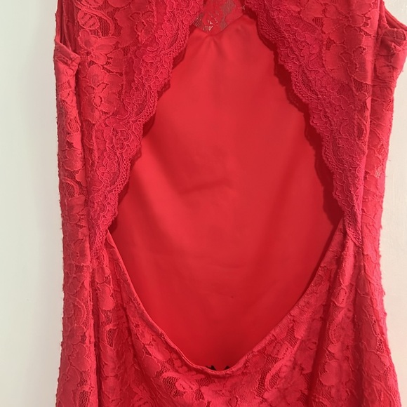 Express coral lace dress with cut out back - Picture 4 of 4